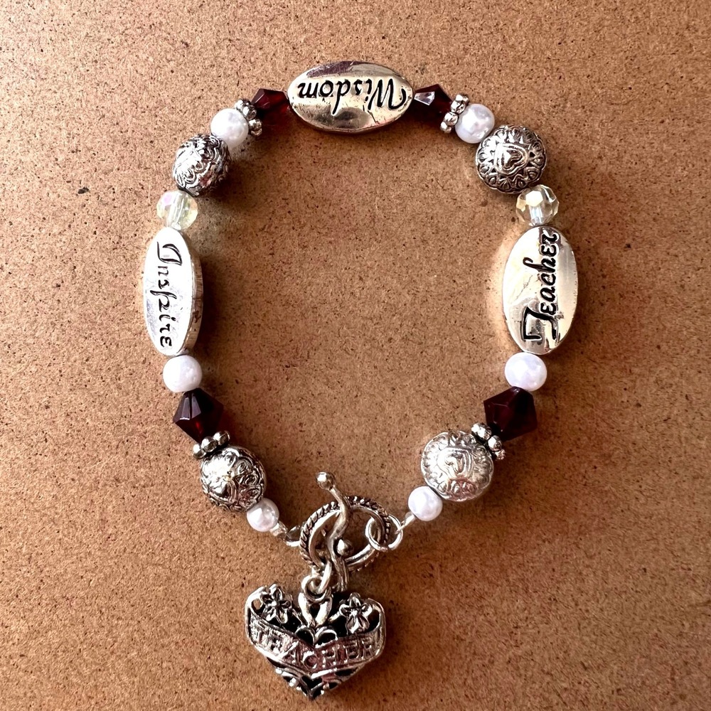 Women's Bracelet Teacher Gift Inspirational Teacher‎ "Inspire Wisdom Teacher" 7"